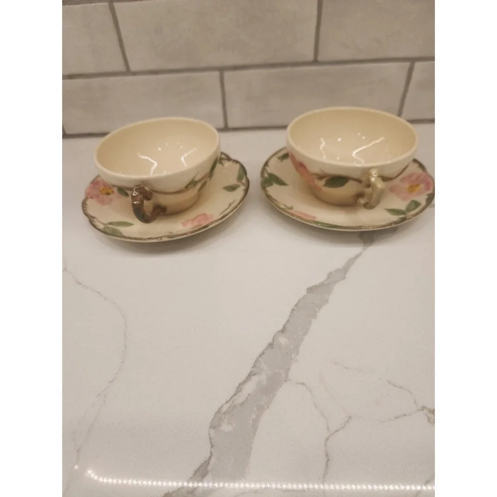 Set of‎ 2 Vintage USA Franciscan Desert Rose Tea Coffee Cups & Saucers